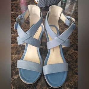 Ecco Women's Blue Leather Strappy Sandals